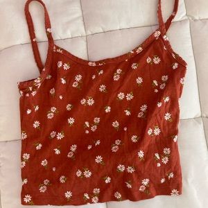 Forever 21 red flower crop top